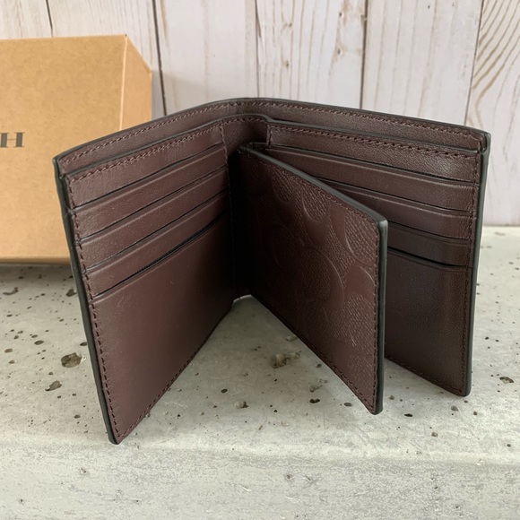 NWT COACH COMPACT ID WALLET CROSSGRAIN LEATHER - Picture 3 of 6